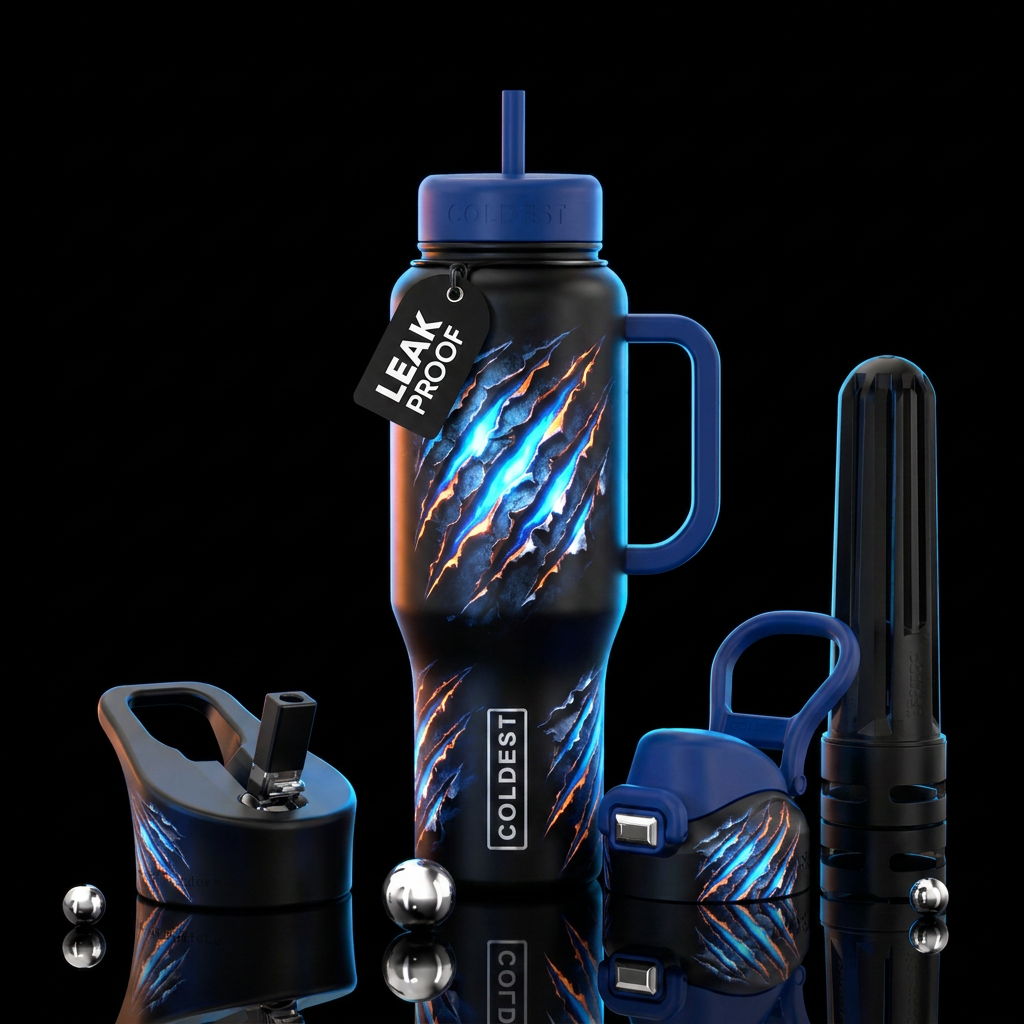 Glowy claw marks ripping metal water bottle design