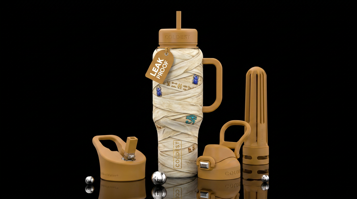 Mummy wrapped bottle water bottle design