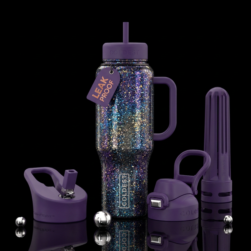 Stardust glitter water bottle design