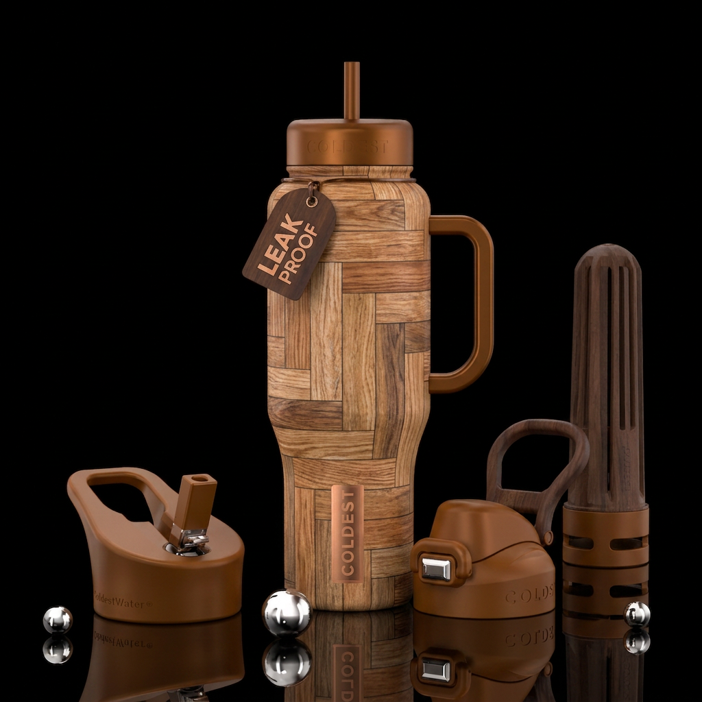Tongue and groove hardwood water bottle design