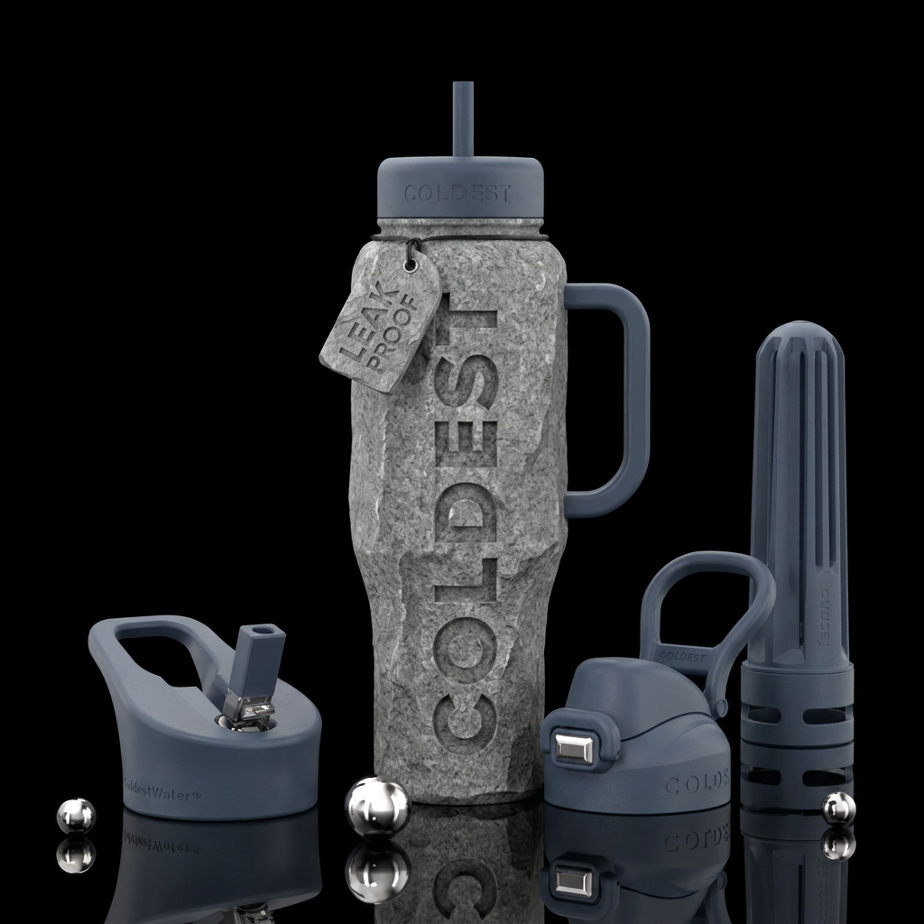 Flintstones style granite with Coldest chiseled in... water bottle design