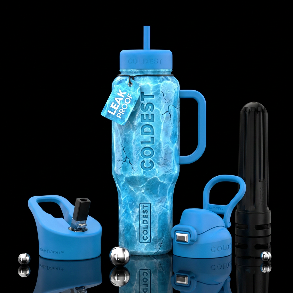 Flintstones style glacial ice with Coldest chisele... water bottle design