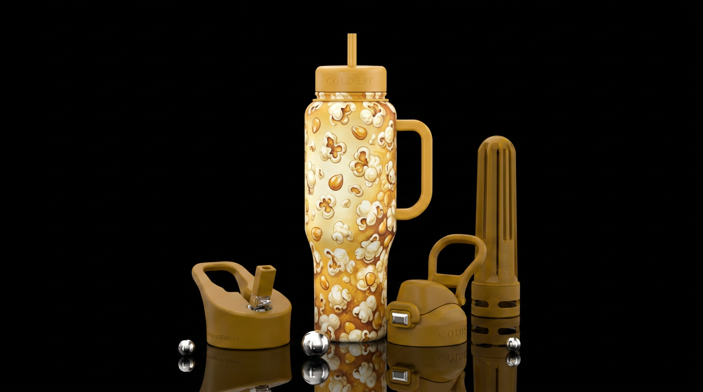 Love of popcorn water bottle design