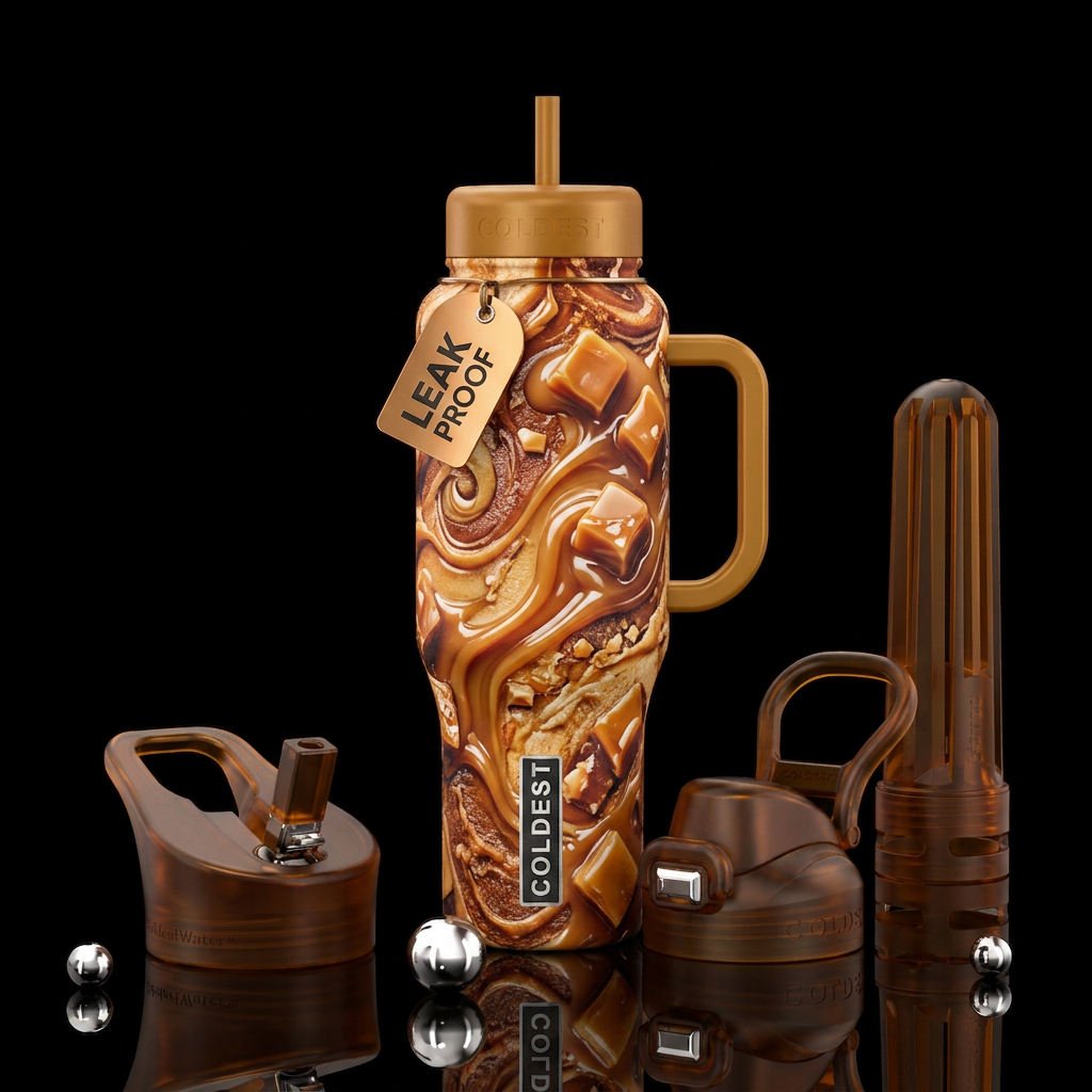 Love of caramel water bottle design