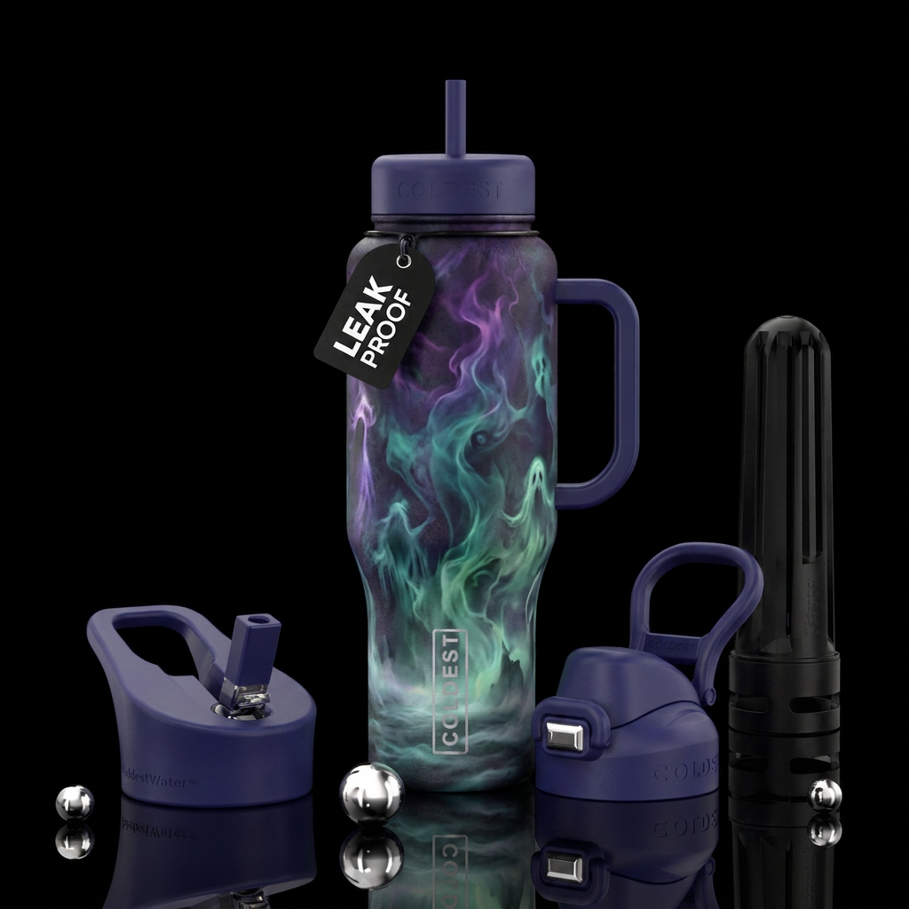 Haunted dreams with fog water bottle design
