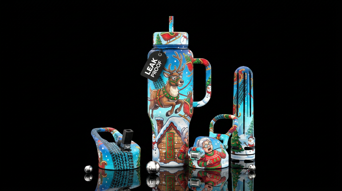 When grandma got run over by a reindeer water bottle design