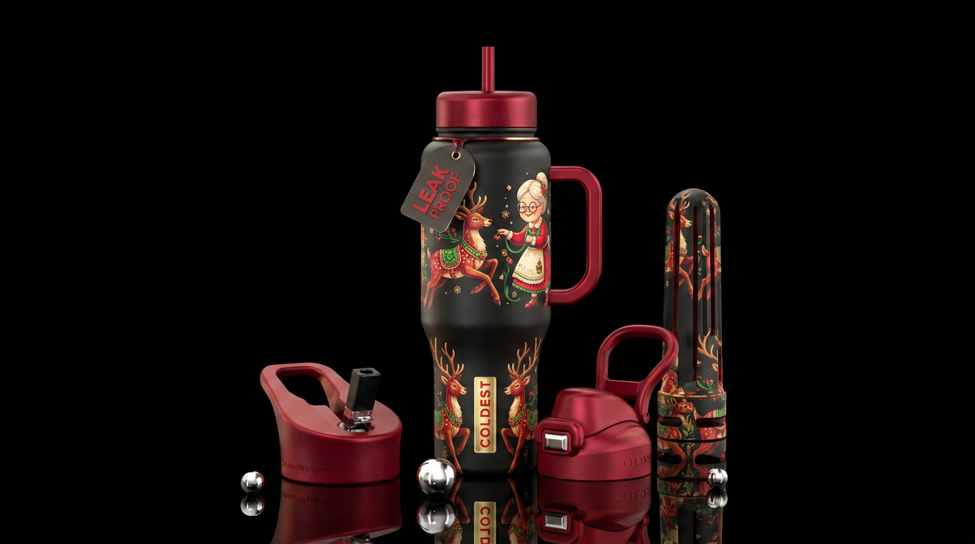 When grandma got run over by a reindeer,  pleasesh... water bottle design