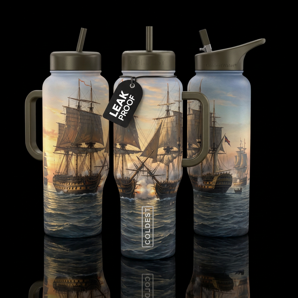 Tall ships at war, please show both sides water bottle design