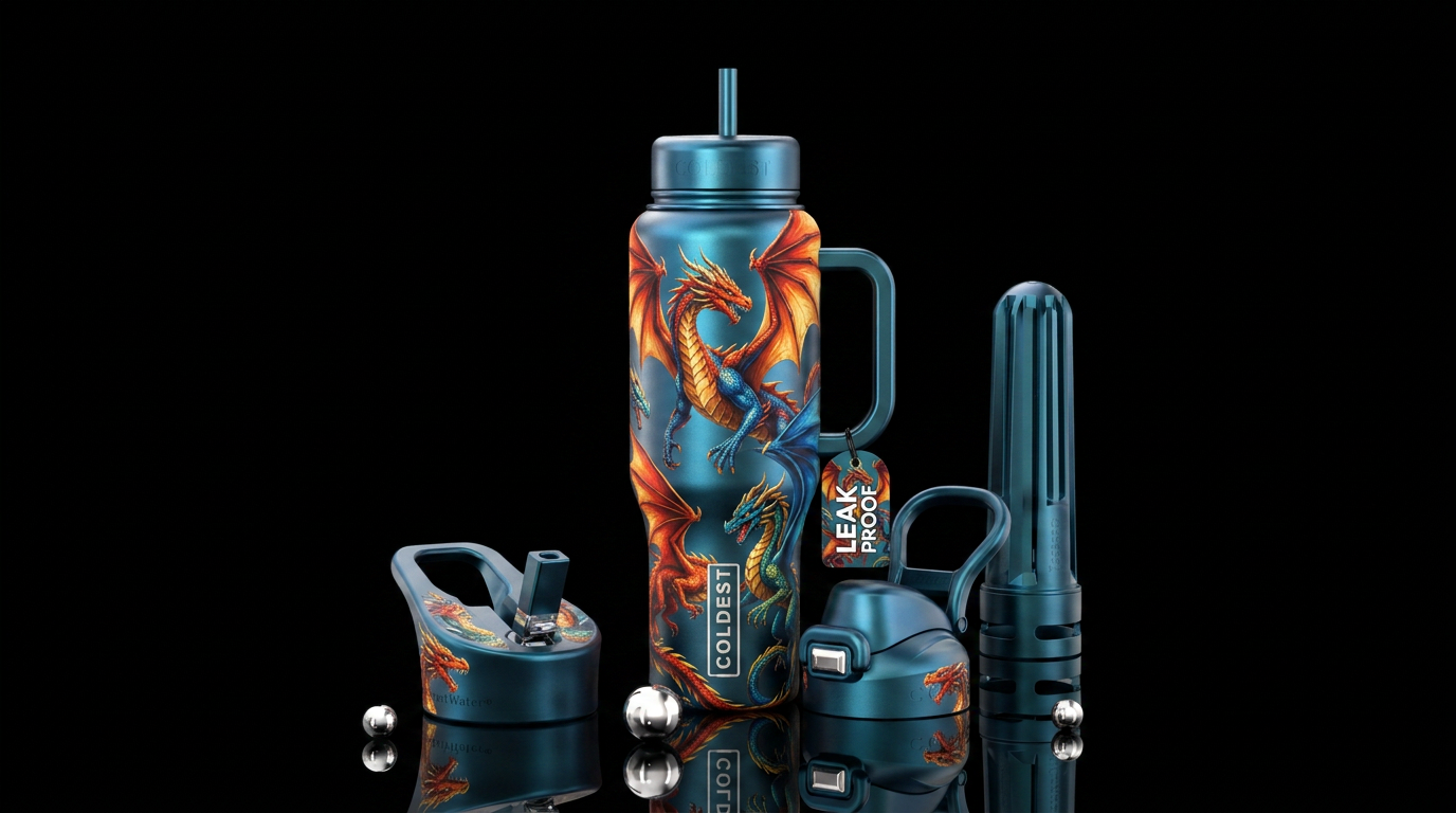 Dragons take flight, please show both sides water bottle design