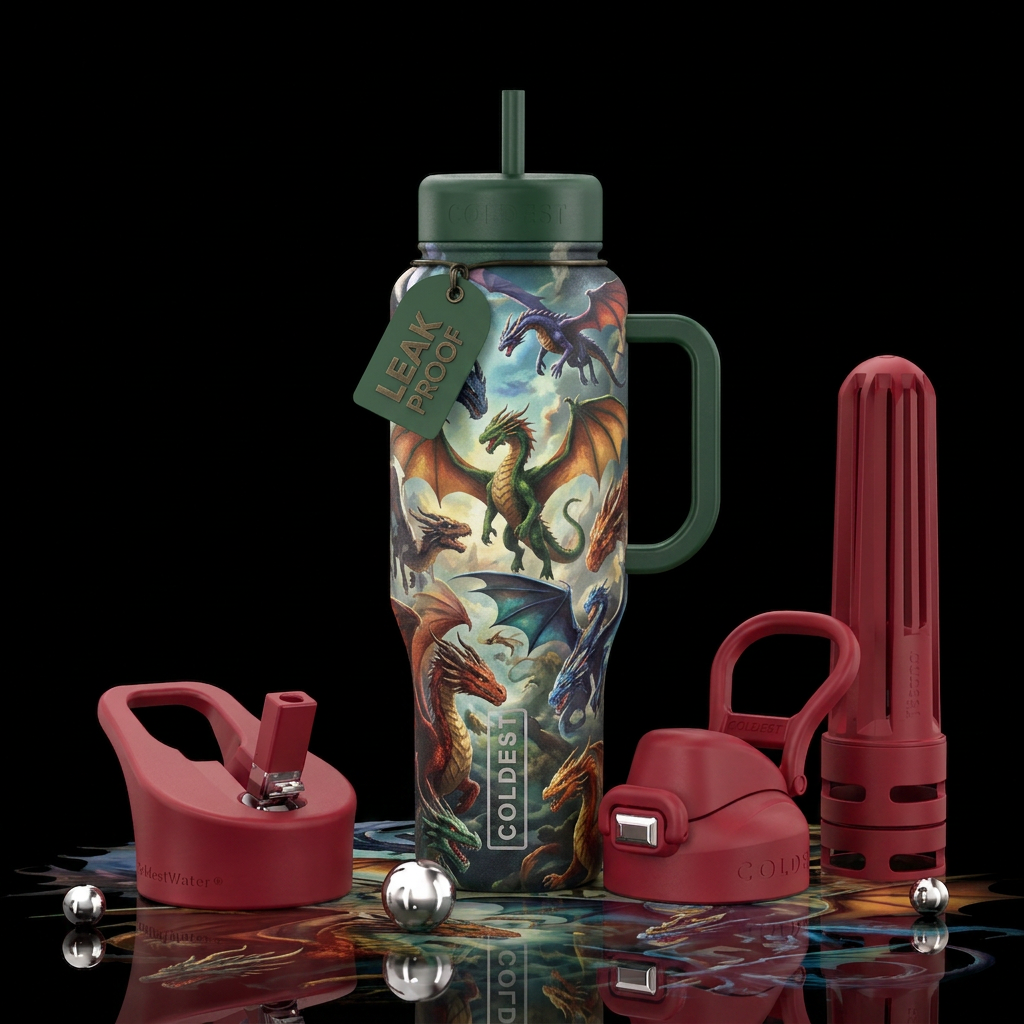 Dragons take flight, please show both sides water bottle design