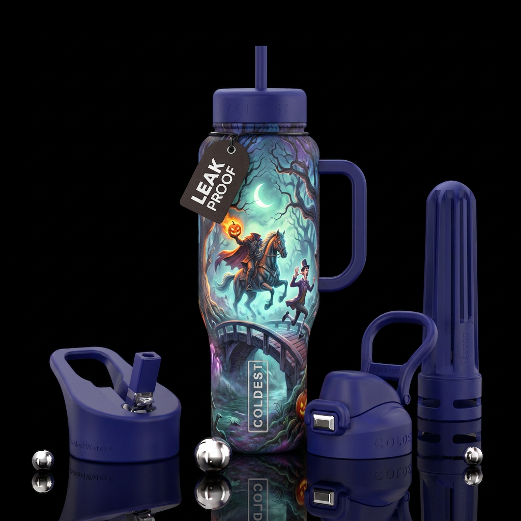 Legend of sleepy hollow, glowie water bottle design