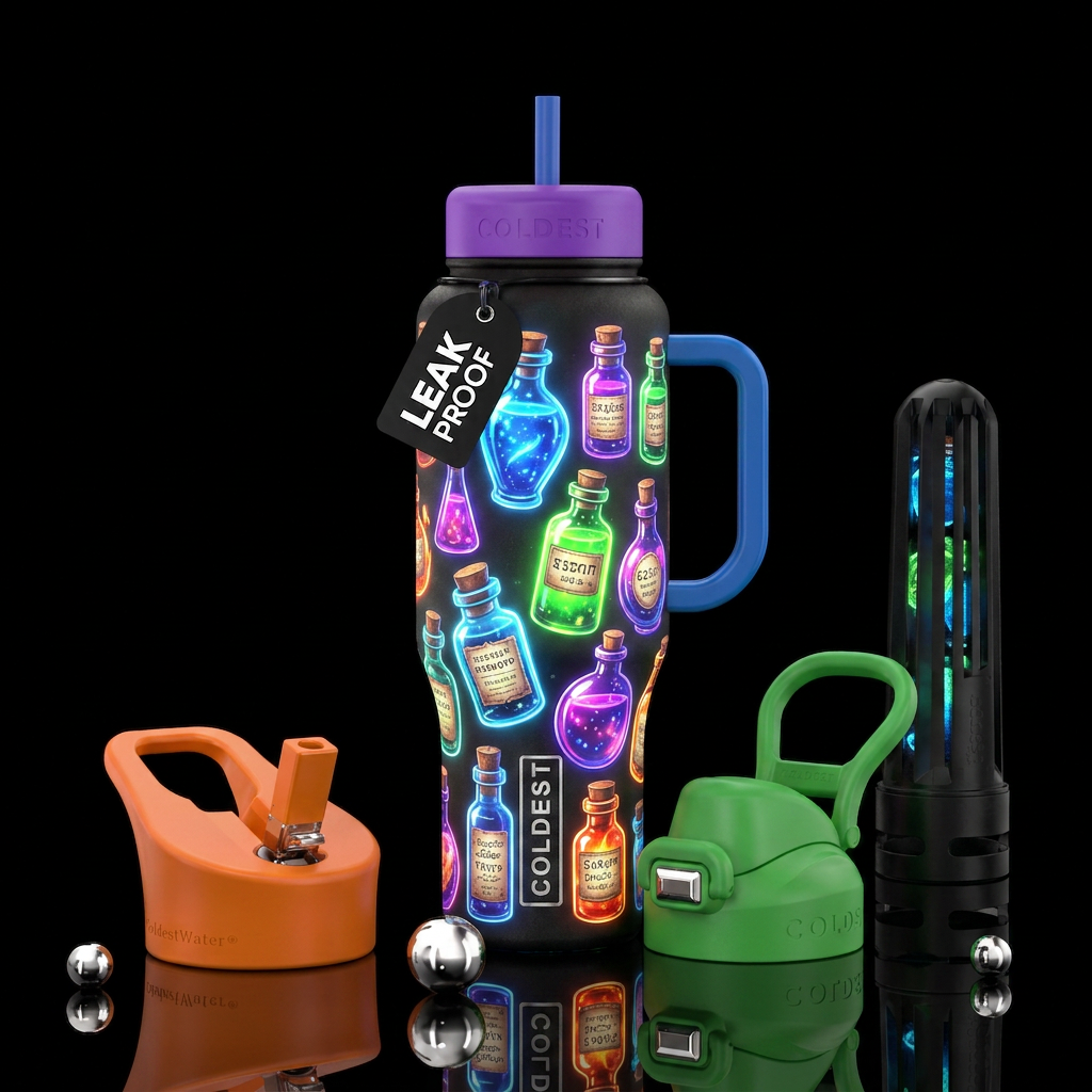Glowy magical coldest potions water bottle design