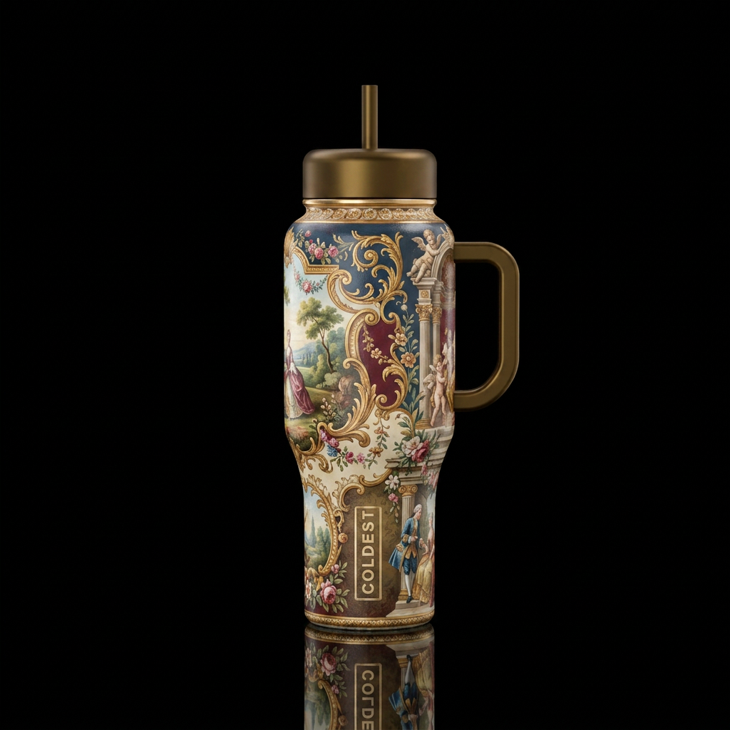 Tumbler resembles a 18th century french era themed... water bottle design
