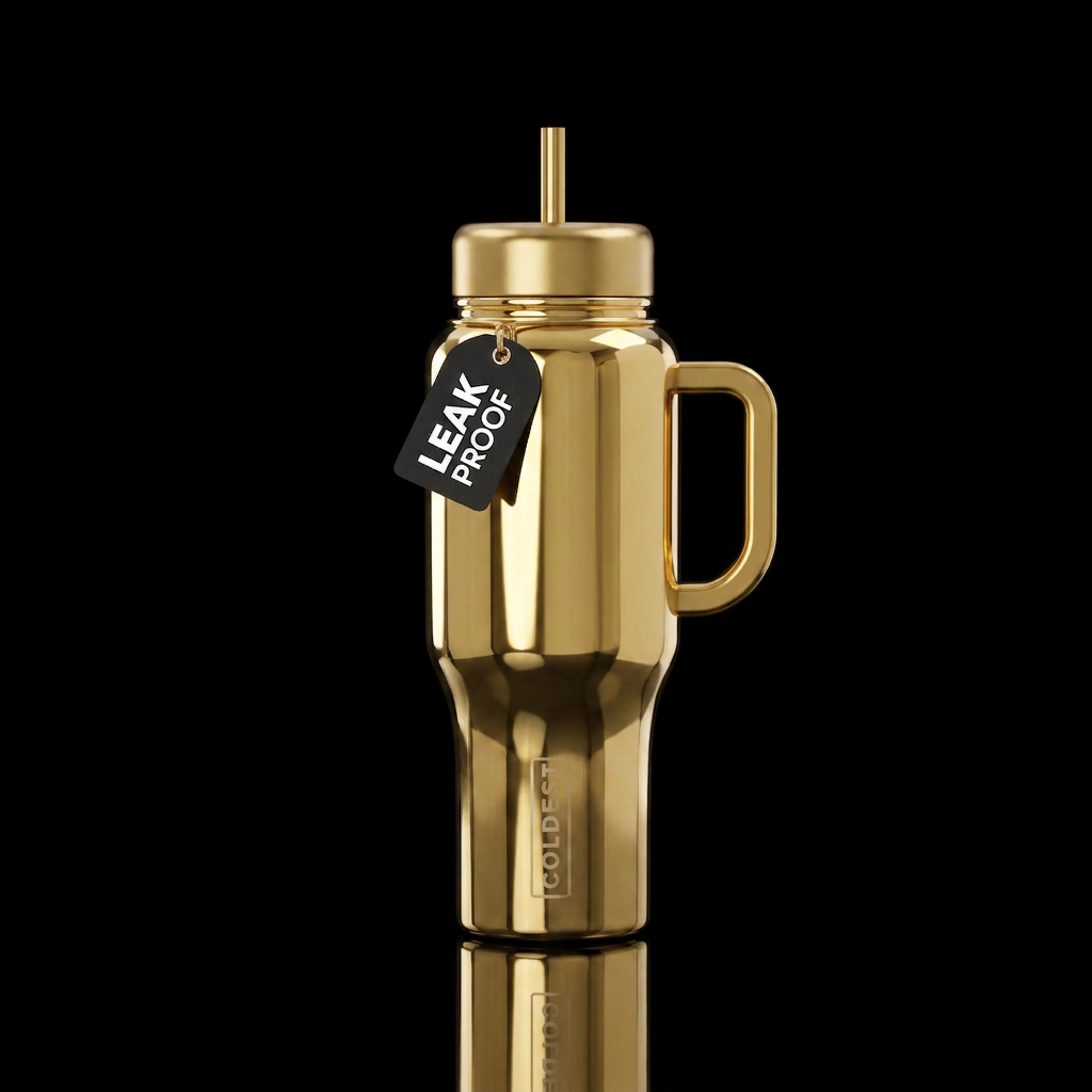 Tumbler plated in gold water bottle design