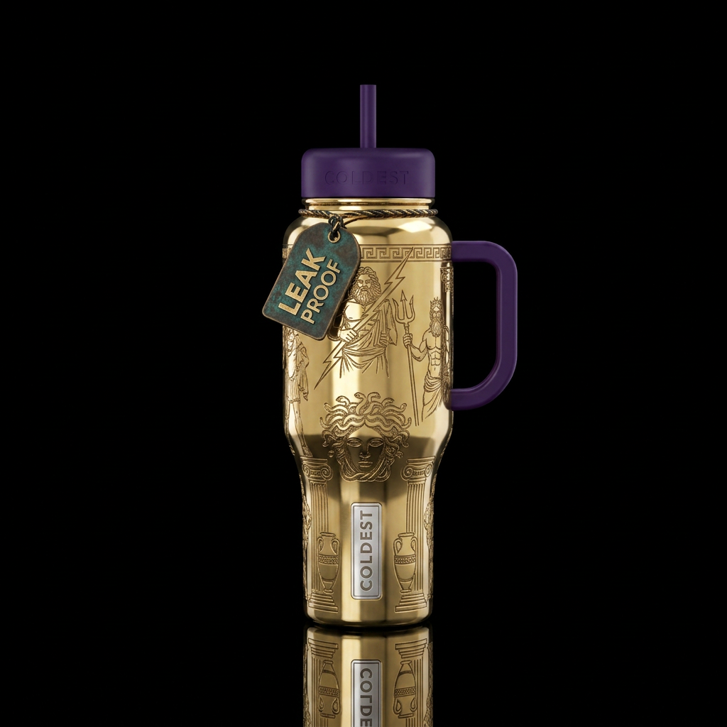 Tumbler inspired by greek myth water bottle design