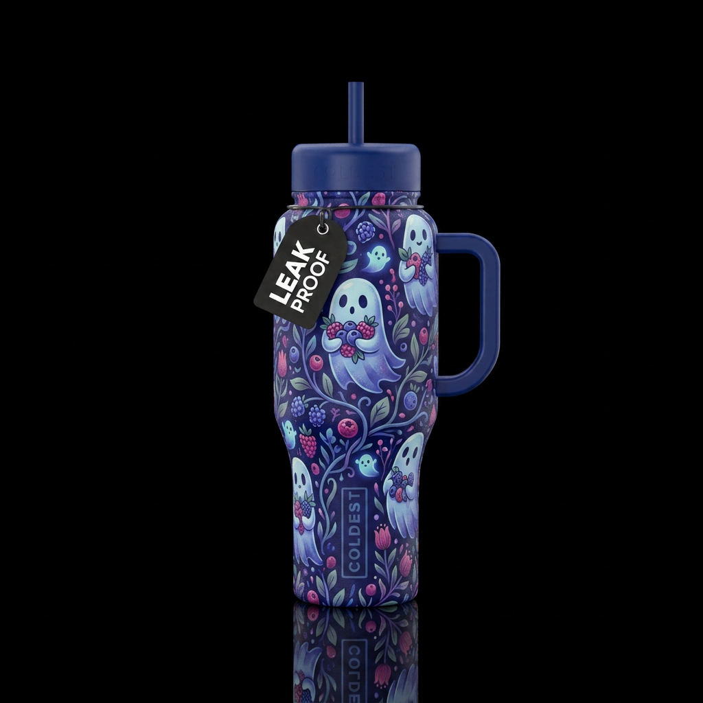 Boo berry ghostly plants water bottle design