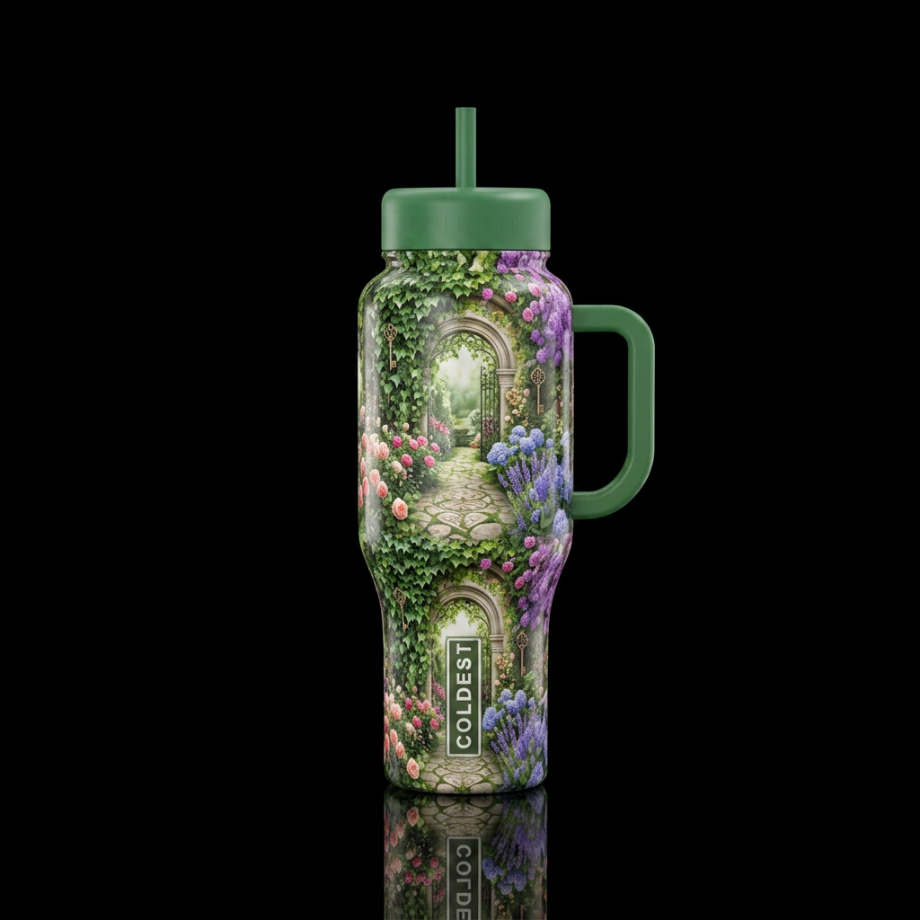 Secret garden, water bottle design