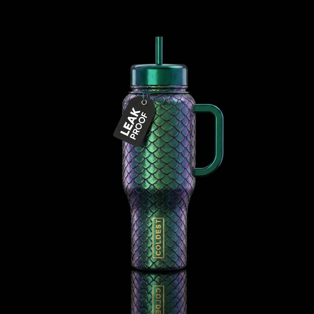 Dragon scales metalic water bottle design