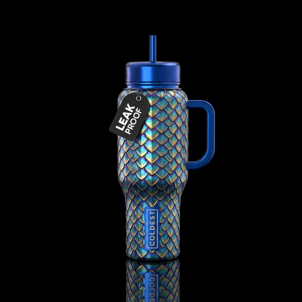 Dragon scales metalic water bottle design