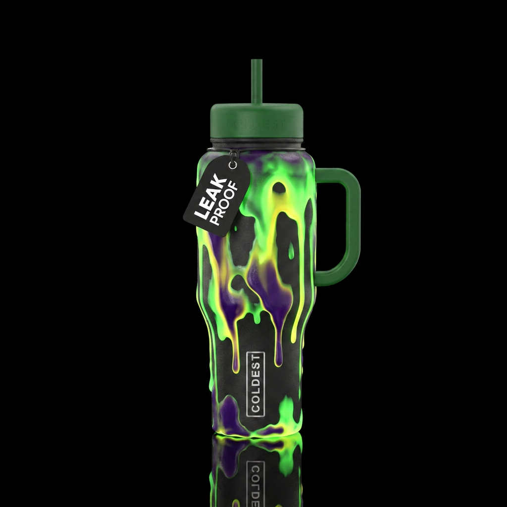 Melting radioactive glowy water bottle design