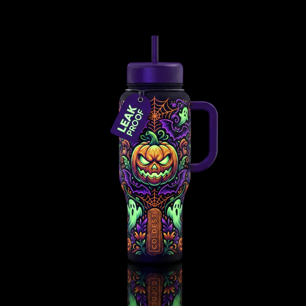 Tumbler inspired by Halloween, glowy water bottle design