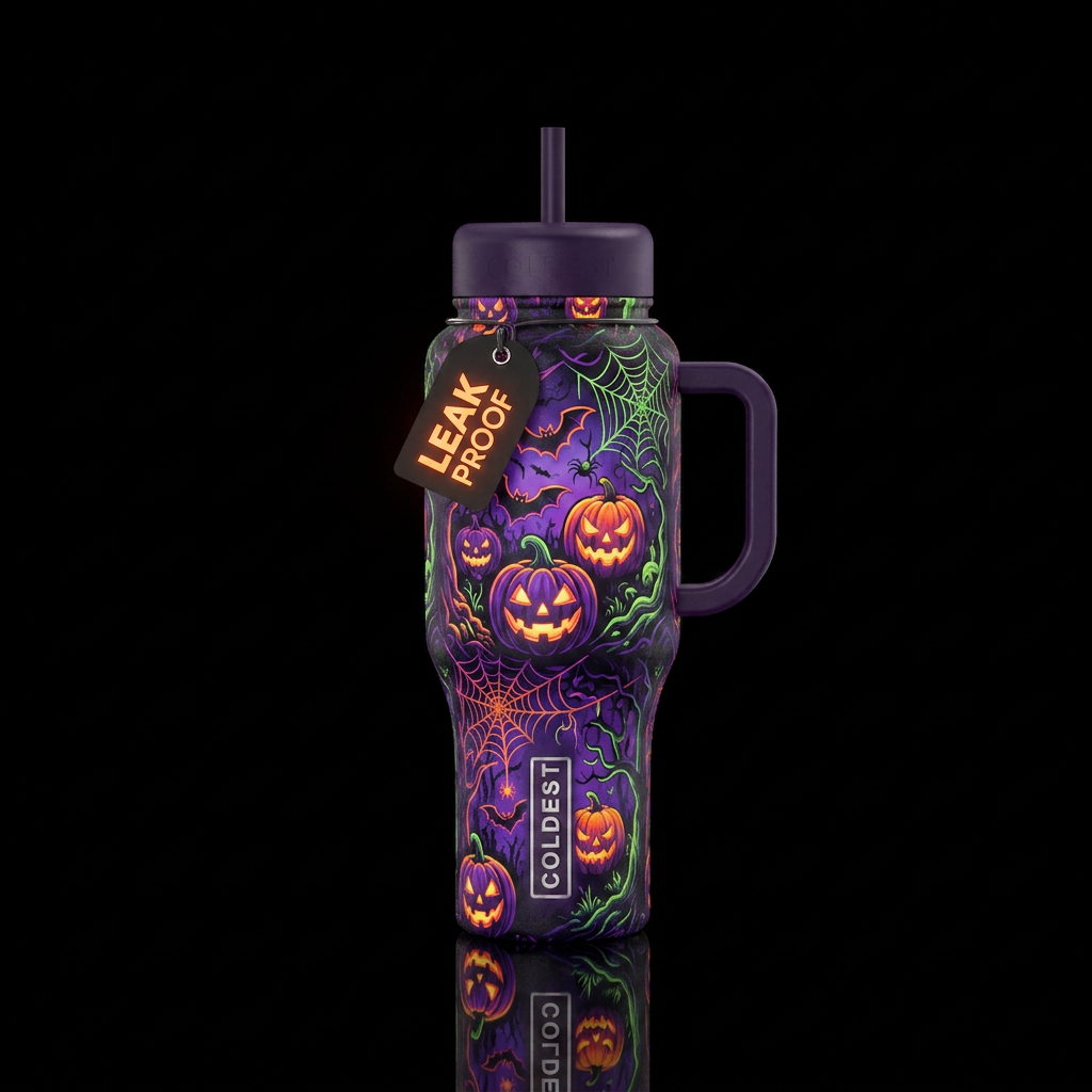 Tumbler inspired by Halloween, glowy water bottle design