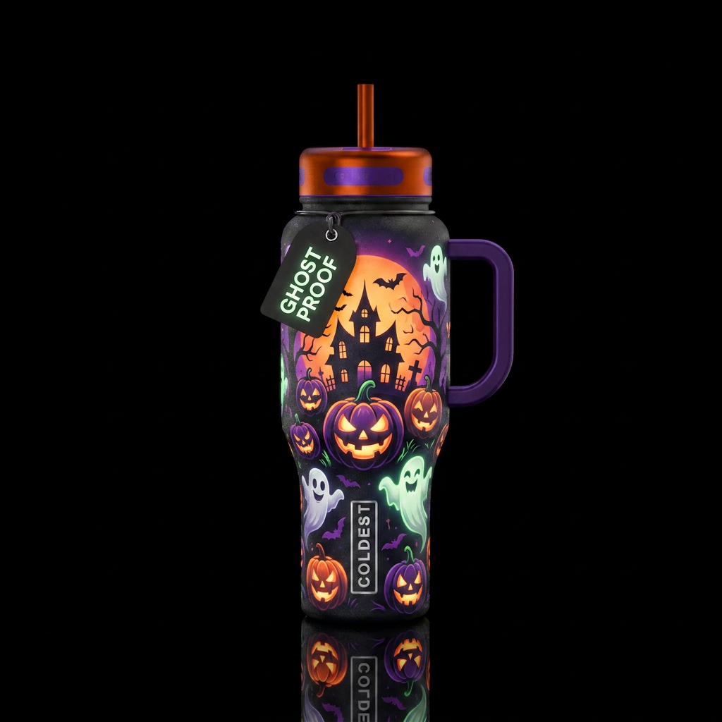 Tumbler inspired by Halloween, glowy water bottle design