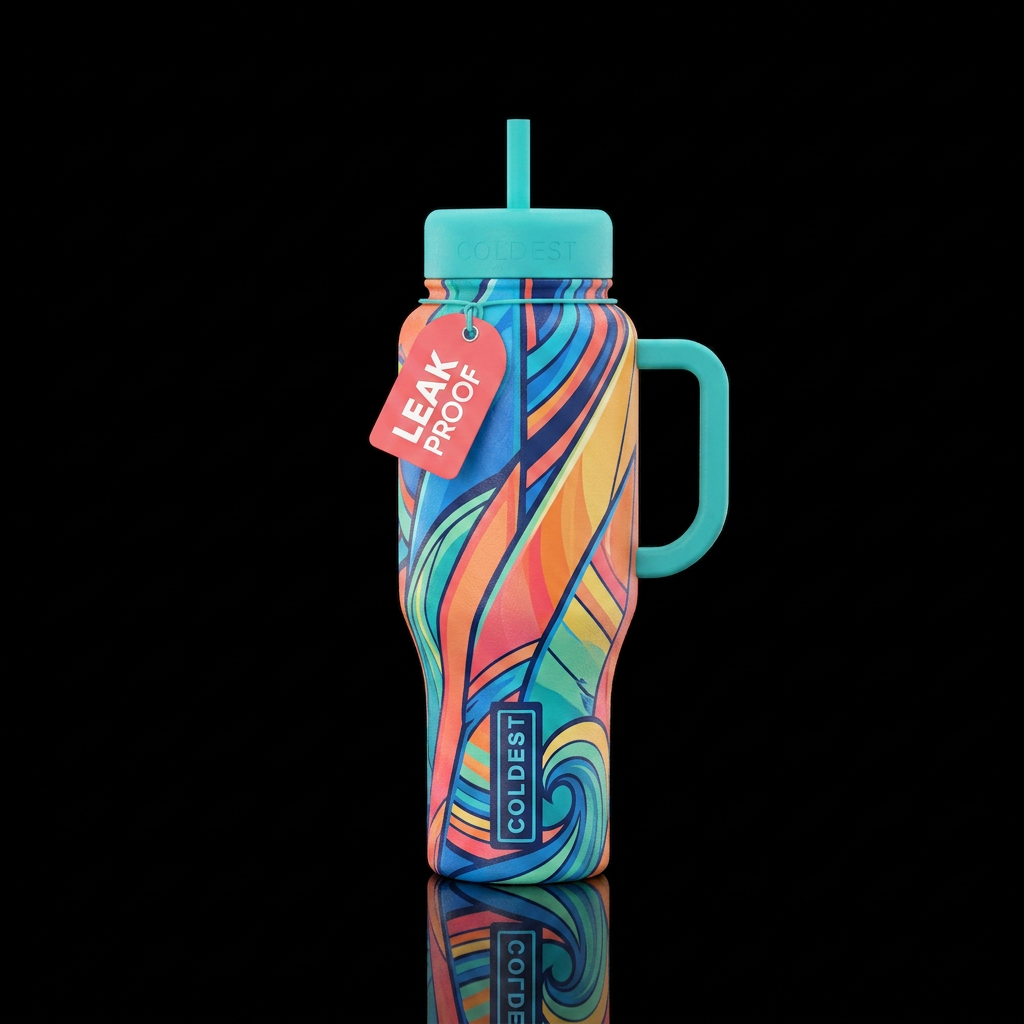 Tumbler inspired by surf board designs water bottle design