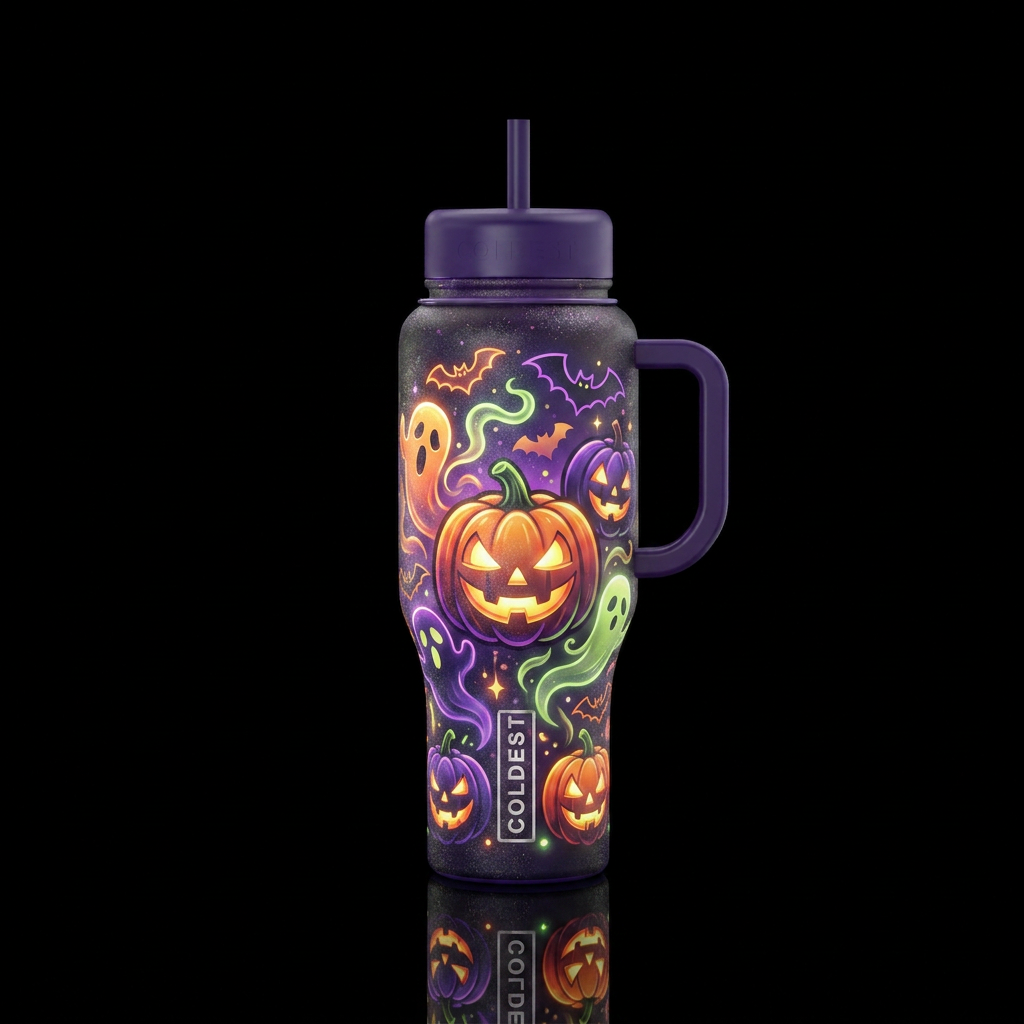 Tumbler inspired by Halloween, glowy water bottle design