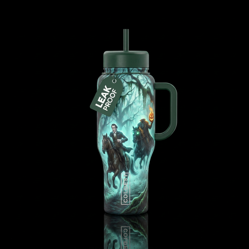 Legend of sleepy hallow glowy water bottle design