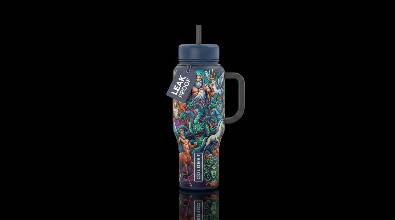 Tumbler inspired by Greek mythology water bottle design