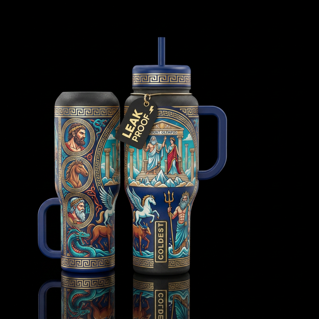 Tumbler inspired by Greek mythology water bottle design