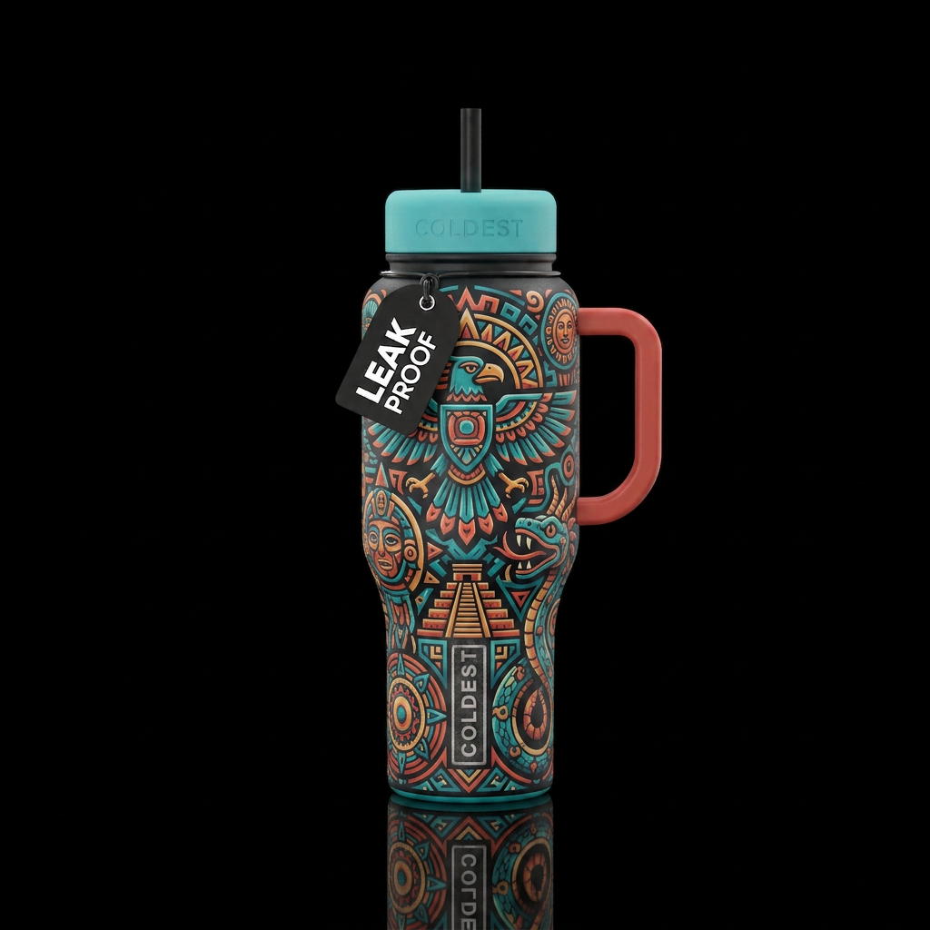Tumbler inspired by native American mythology water bottle design