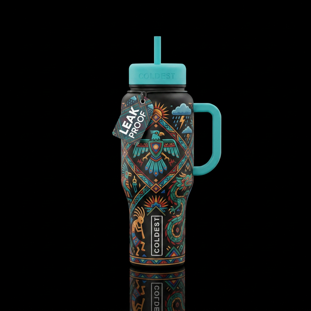 Tumbler inspired by native American mythology water bottle design