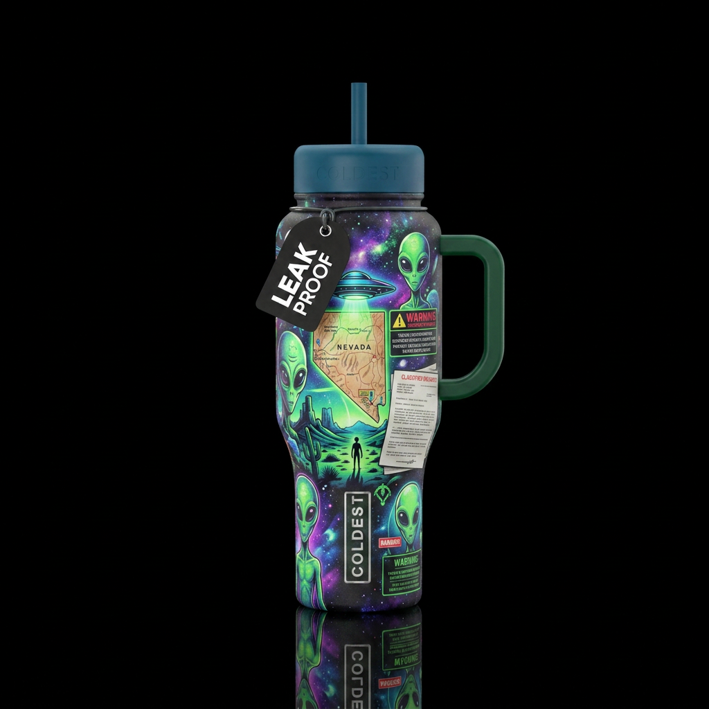 Tumbler inspired by area 51 water bottle design
