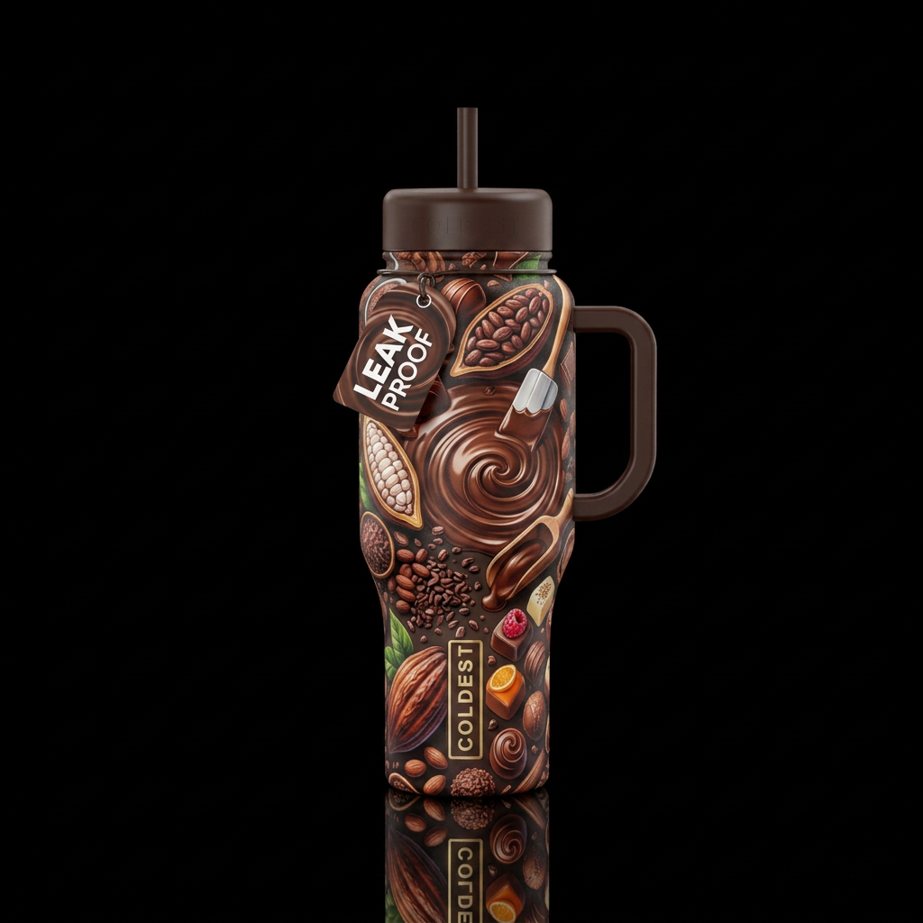 Tumbler inspired by chocolate making water bottle design