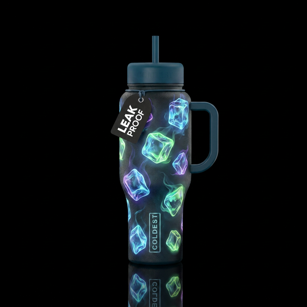 Tumbler is haunted by ghostly ice cubes, glowy water bottle design