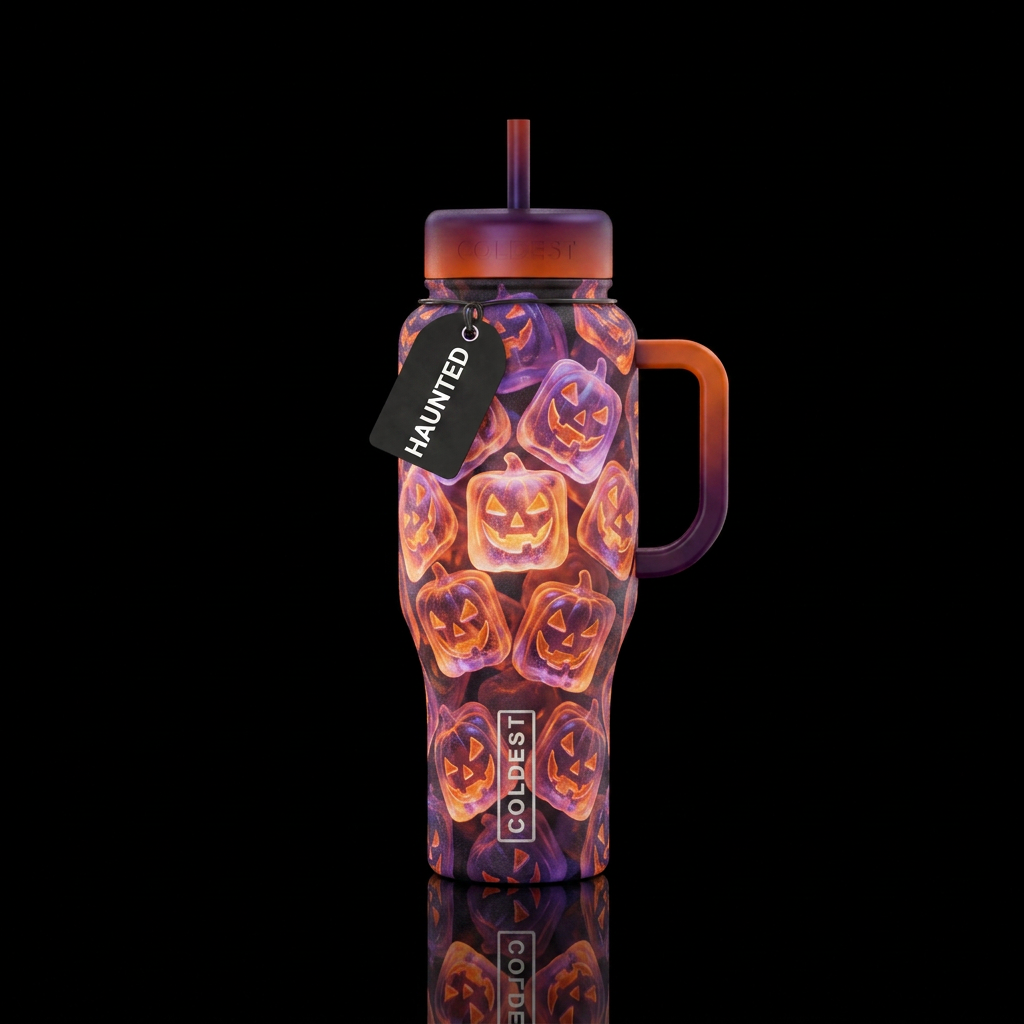 Tumbler is haunted by ghostly ice cubes shaped lik... water bottle design