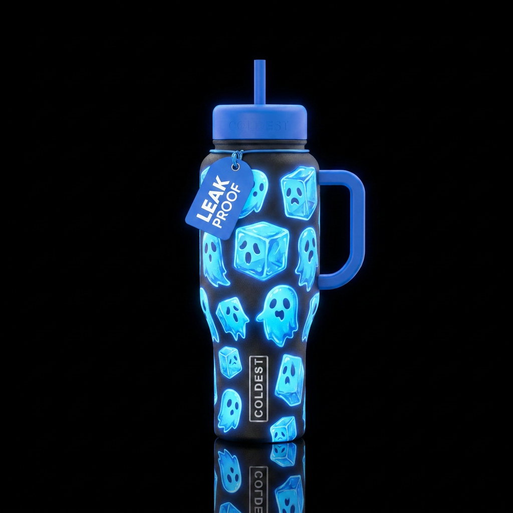 Tumbler is haunted by ghostly ice cubes shaped lik... water bottle design