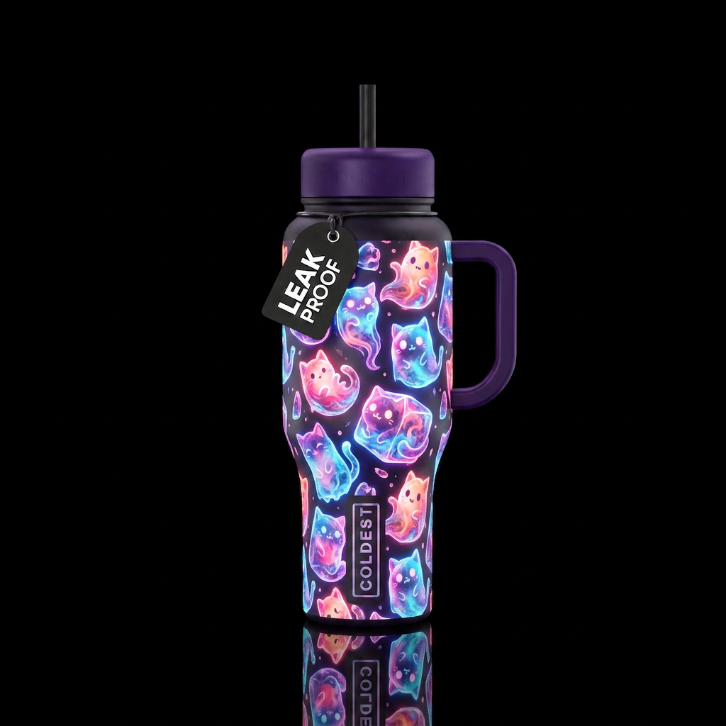 Tumbler is haunted by ghostly ice cubes shaped lik... water bottle design