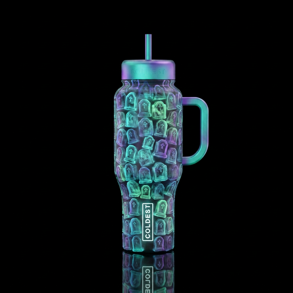 Tumbler is haunted by ghostly ice cubes shaped tom... water bottle design
