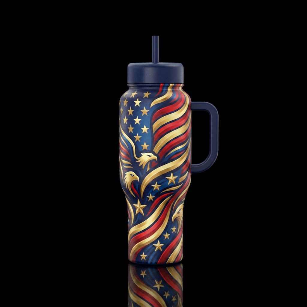 Tumbler is inspired by patriotism water bottle design