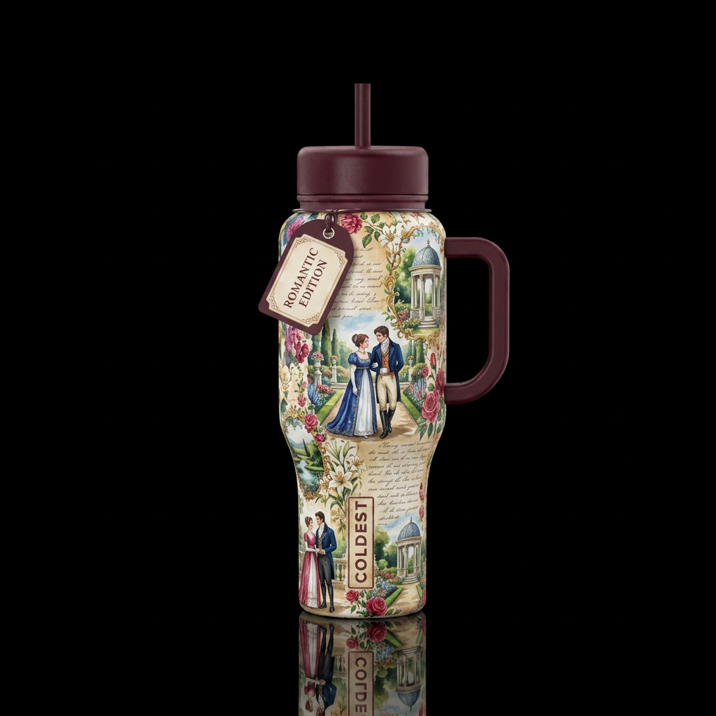 Tumbler inspired by early 1800s romance novels water bottle design