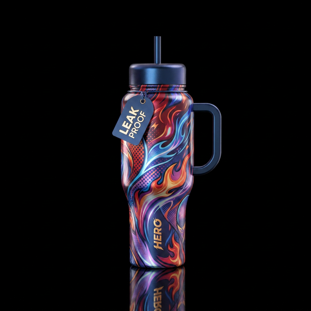 Tumbler inspired by heroic hydration water bottle design