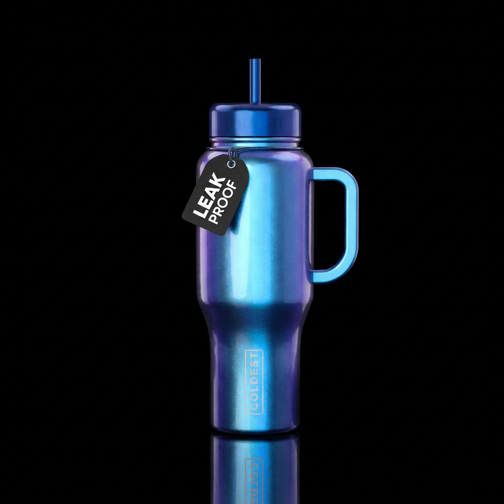 Iridescent color changing dark blue to light blue,... water bottle design
