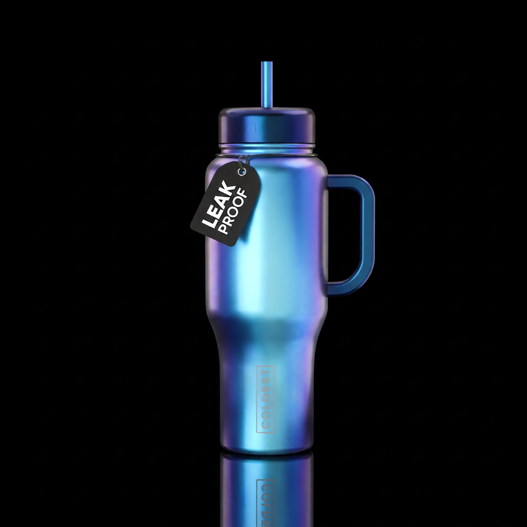 Iridescent color changing dark blue to light blue,... water bottle design