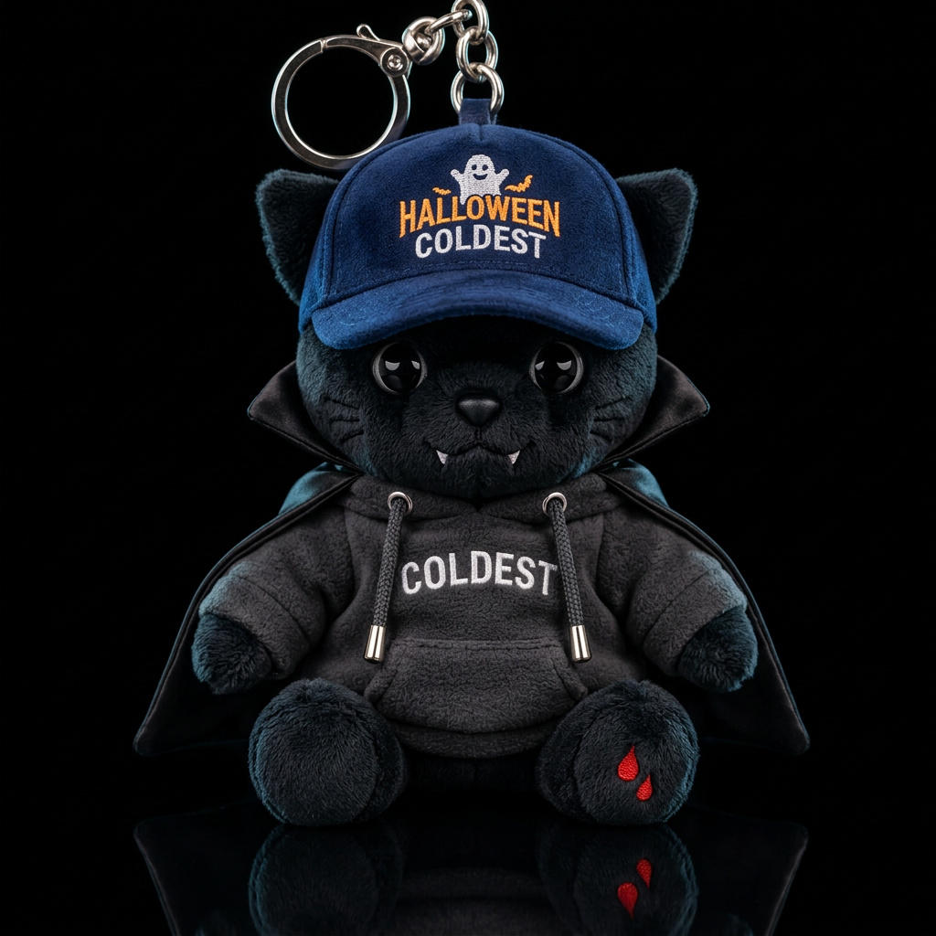 Halloween vampire black kitty with Halloween Colde... water bottle design