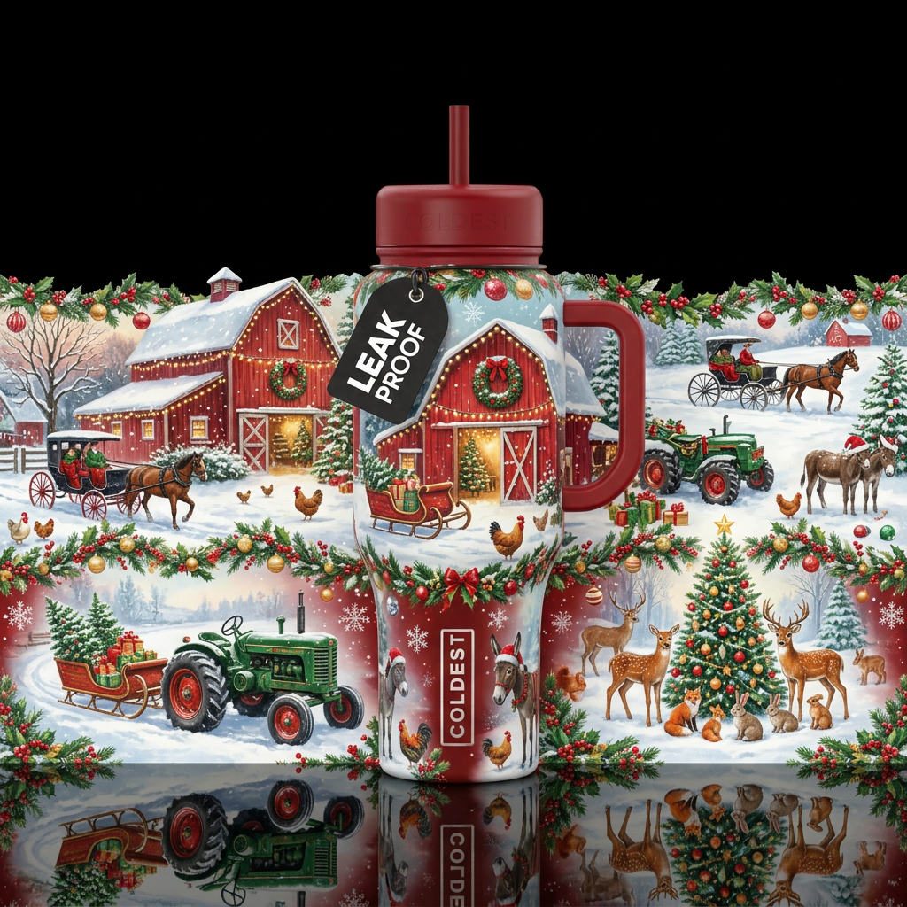Tumbler inspired by the perfect Christmas on a far... water bottle design