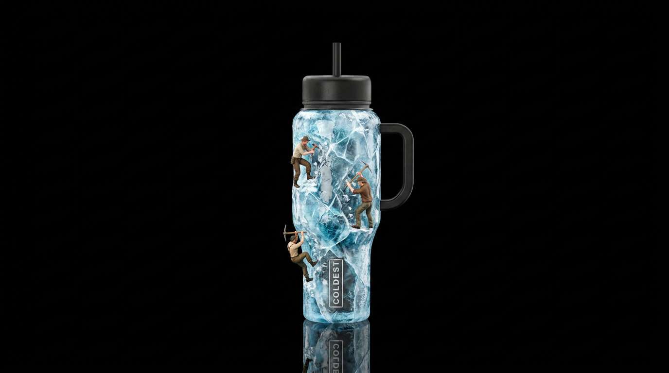 Coldest Bottle frozen in ice with archeologists ch... water bottle design