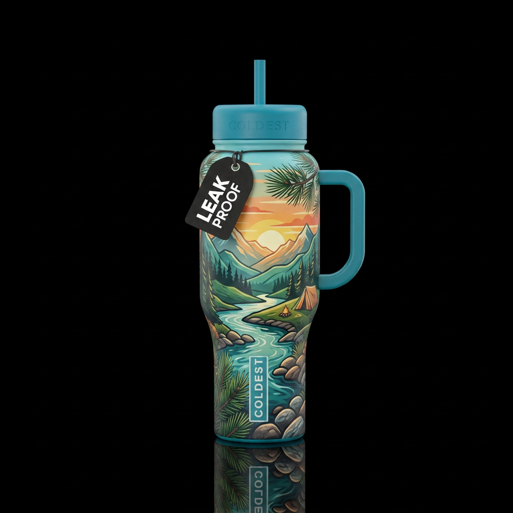 Tumbler inspired by the great outdoors water bottle design